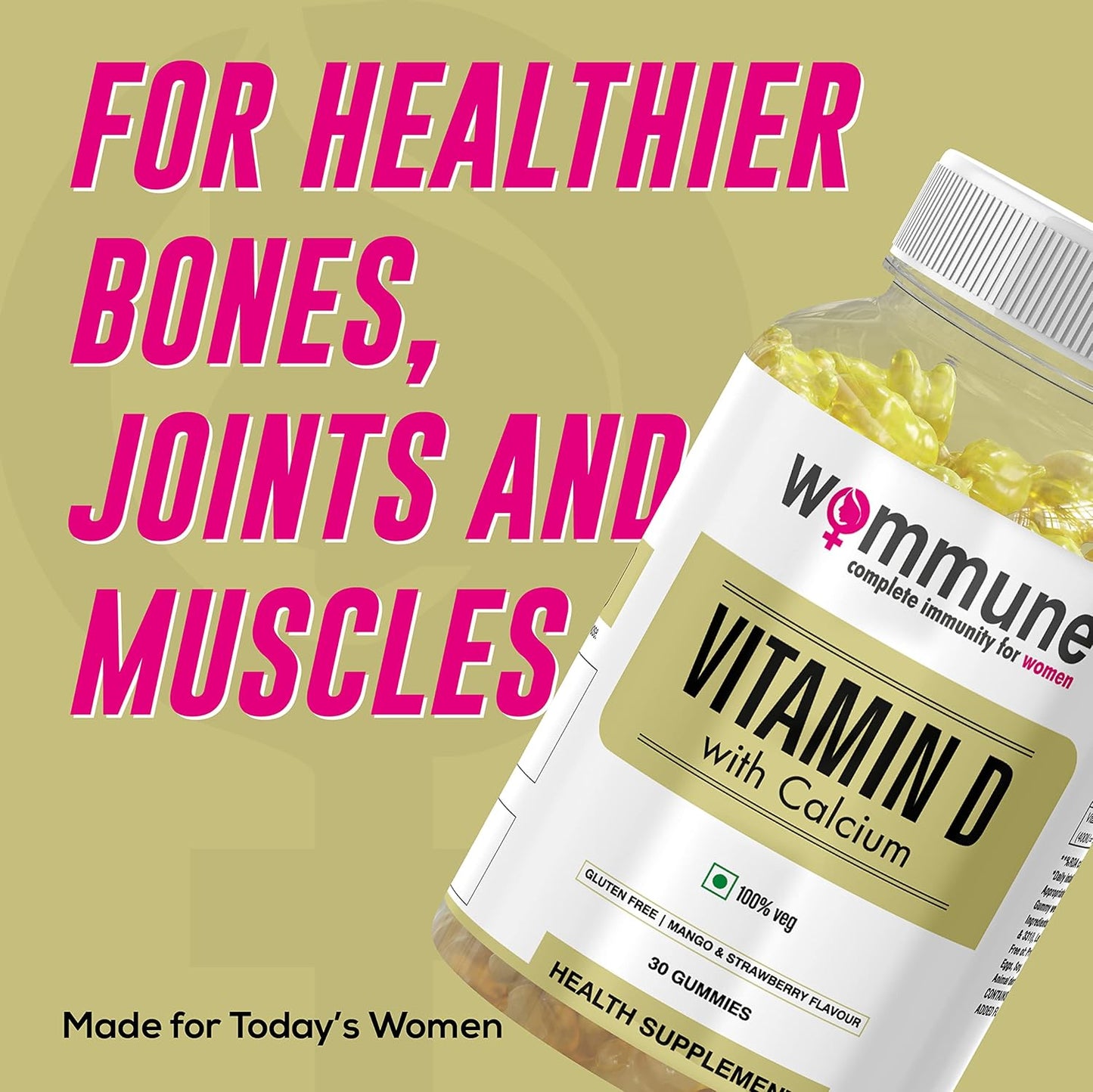 Wommune Calcium and Vitamin D3 Gummies – Complete Bone Health, Joint Support, Immunity Boost, and Enhanced Nutrient Absorption for Men, Women, and Kids